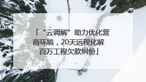 “云调解”助力优化营商环境，20天远程化解百万工程欠款纠纷