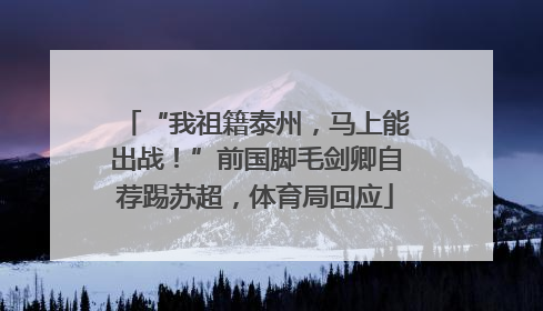 “我祖籍泰州，马上能出战！”前国脚毛剑卿自荐踢苏超，体育局回应