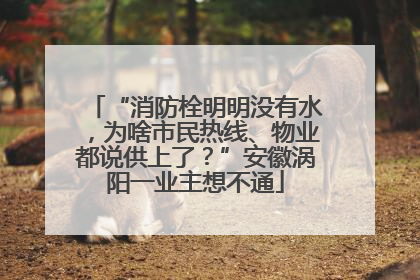 “消防栓明明没有水，为啥市民热线、物业都说供上了？”安徽涡阳一业主想不通