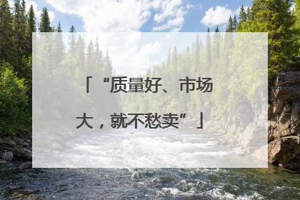“质量好、市场大，就不愁卖”