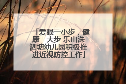 爱眼一小步，健康一大步 乐山洙泗塘幼儿园积极推进近视防控工作