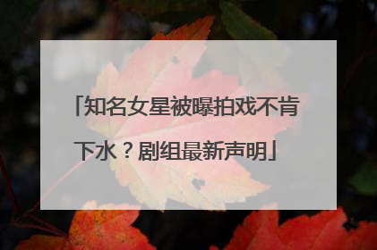 知名女星被曝拍戏不肯下水？剧组最新声明