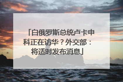 白俄罗斯总统卢卡申科正在访华?外交部:将适时发布消息