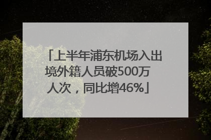 上半年浦东机场入出境外籍人员破500万人次，同比增46%