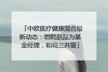 中欧医疗健康混合最新动态：增聘赵磊为基金经理，和葛兰共管
