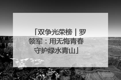 双争光荣榜｜罗领军：用无悔青春守护绿水青山