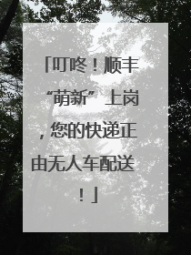 叮咚！顺丰“萌新”上岗，您的快递正由无人车配送！