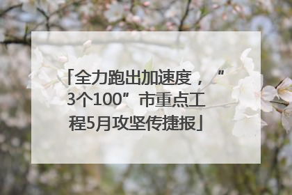 全力跑出加速度，“3个100”市重点工程5月攻坚传捷报