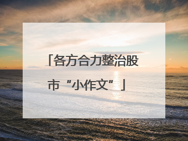 各方合力整治股市“小作文”