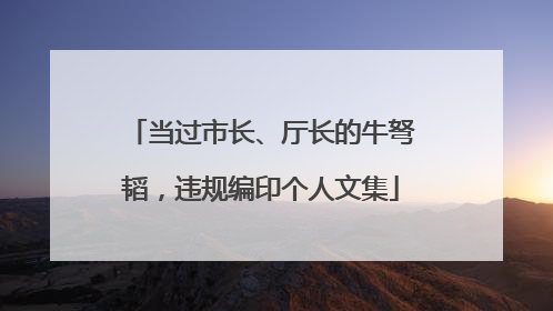 当过市长、厅长的牛弩韬，违规编印个人文集