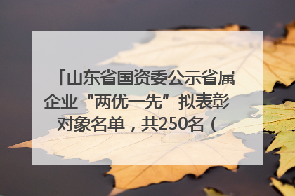 山东省国资委公示省属企业“两优一先”拟表彰对象名单，共250名（个）党员和党组织