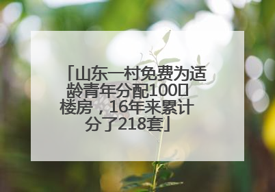 山东一村免费为适龄青年分配100㎡楼房，16年来累计分了218套