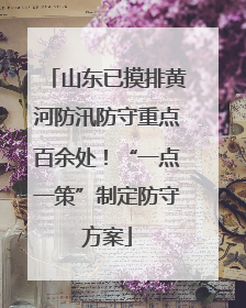 山东已摸排黄河防汛防守重点百余处！“一点一策”制定防守方案