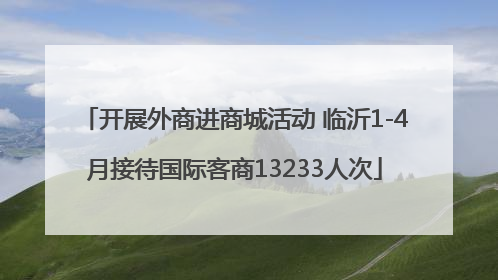 开展外商进商城活动 临沂1-4月接待国际客商13233人次