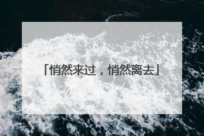 悄然来过，悄然离去