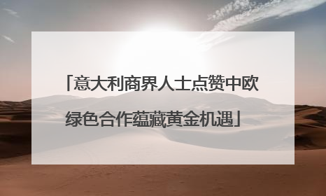 意大利商界人士点赞中欧绿色合作蕴藏黄金机遇