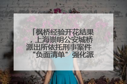 枫桥经验开花结果，上海崇明公安城桥派出所依托刑事案件“负面清单”强化派出所“主防”