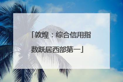 敦煌：综合信用指数跃居西部第一