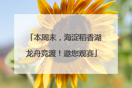 本周末，海淀稻香湖龙舟竞渡！邀您观赛