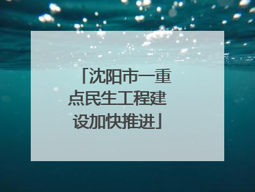沈阳市一重点民生工程建设加快推进