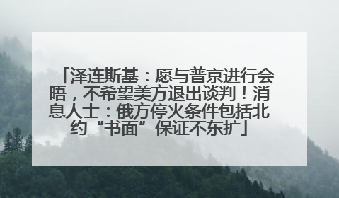 泽连斯基：愿与普京进行会晤，不希望美方退出谈判！消息人士：俄方停火条件包括北约“书面”保证不东扩
