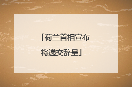 荷兰首相宣布将递交辞呈