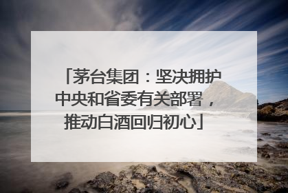 茅台集团：坚决拥护中央和省委有关部署，推动白酒回归初心