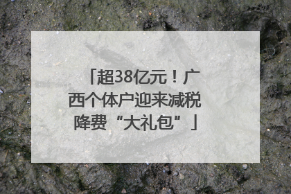 超38亿元！广西个体户迎来减税降费“大礼包”