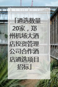 遴选数量20家，郑州机场大酒店投资管理公司合作酒店遴选项目招标