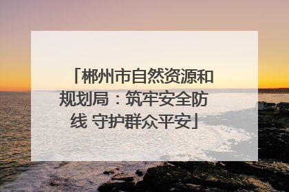 郴州市自然资源和规划局：筑牢安全防线 守护群众平安